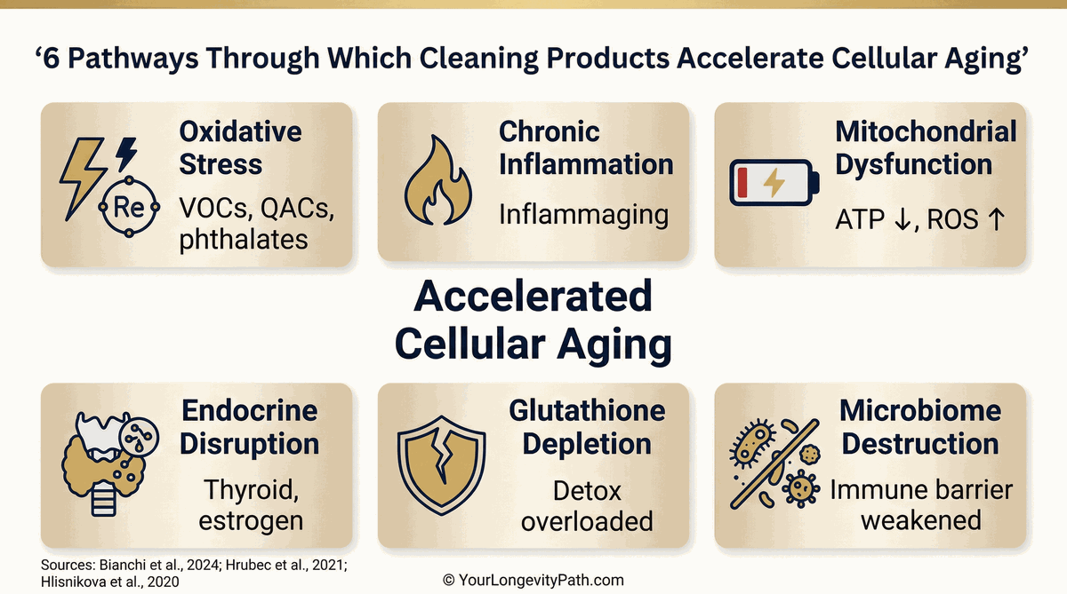 6 pathways through which cleaning products accelerate cellular aging